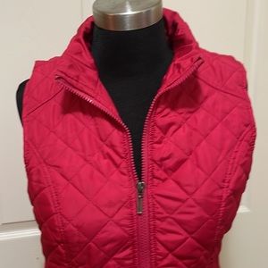 Laura Scott Hot Pink Quilted Vest. Size M, zipper closure & 2 zip pockets
